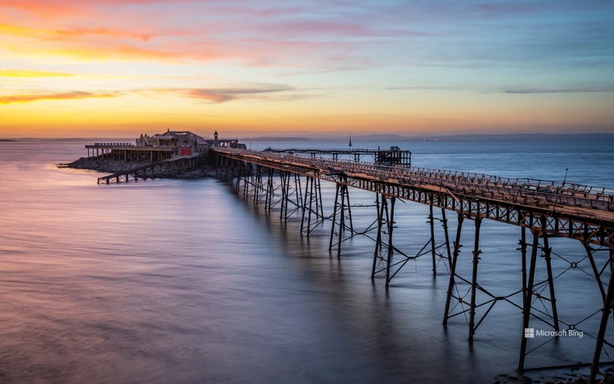 Birnbeck Pier on the Bristol Channel in Weston-super-Mare, England