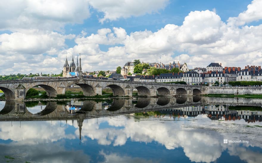 View and reflections of Blois, Loire Valley