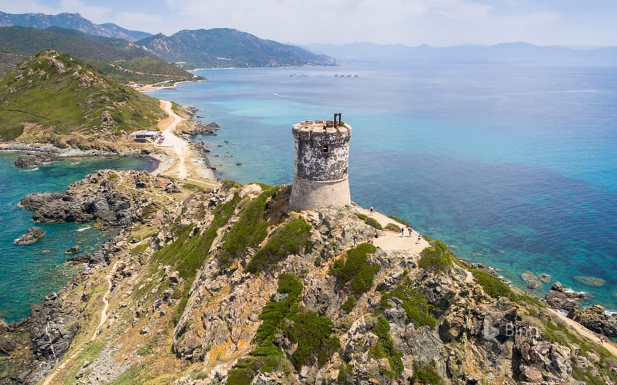 Aerial view of the Sanguinaires Islands in Corsica, France