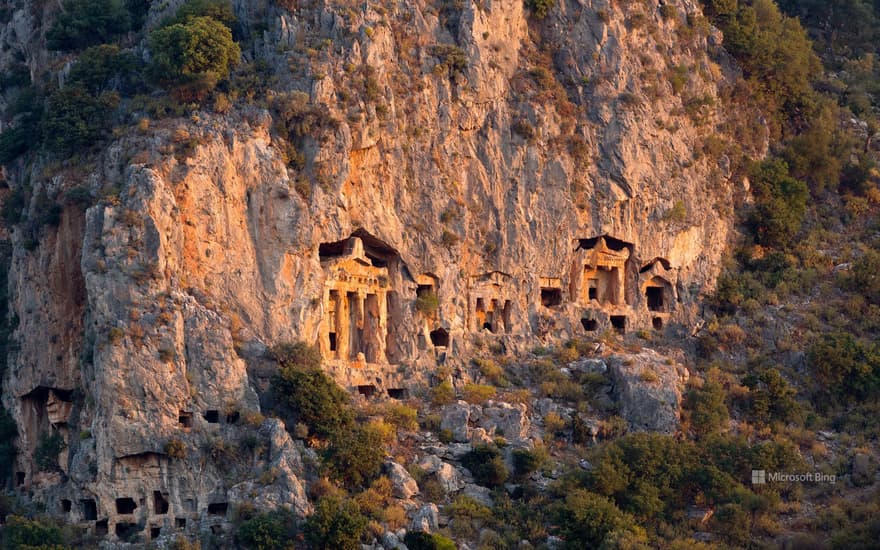 Ancient rock tombs near Dalyan, Turkey