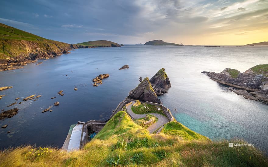 Serpentine stairs of Dunquin Pier, County Kerry, Ireland