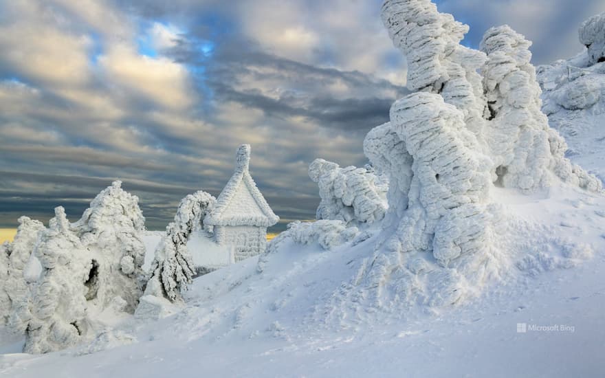 Snowed in Arber Chapel on the Großer Arber, Lower Bavaria, Bavaria