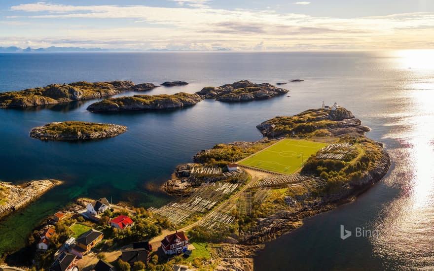 Henningsvær Idrettslag Stadion in the Lofoten archipelago of Norway