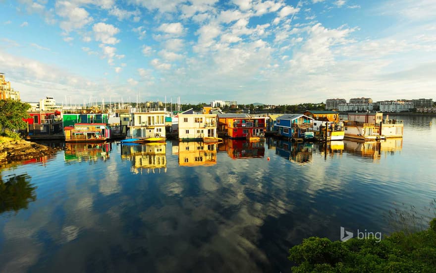 Houseboats at Fisherman's Wharf marina, Victoria, British Columbia, Canada