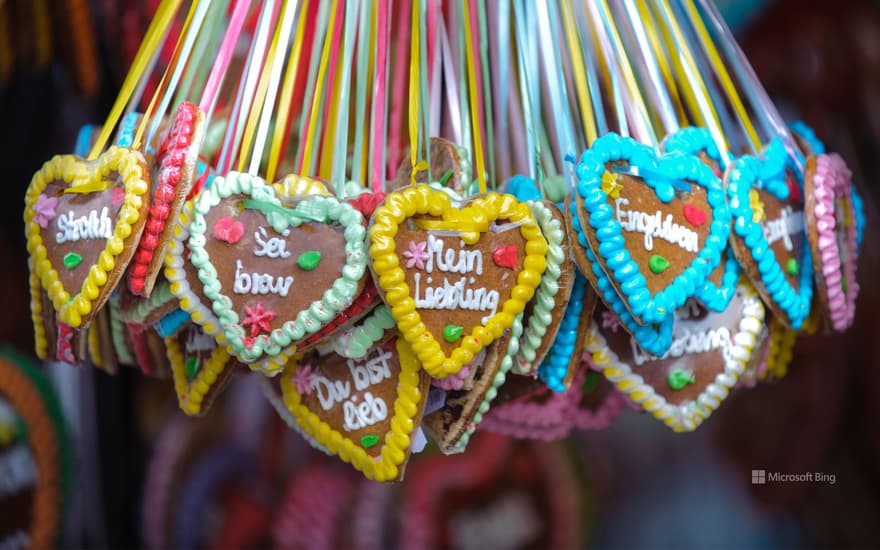 Gingerbread hearts, Oktoberfest Munich, Bavaria