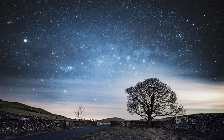 Night sky over Malham, North Yorkshire, England