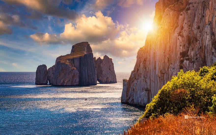 Pan di Zucchero sea stack in Masua, Sardinia, Italy