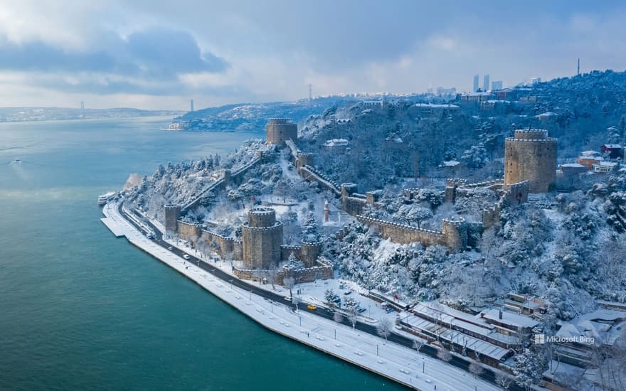 Rumelihisarı on the Bosporus Strait at Istanbul, Türkiye