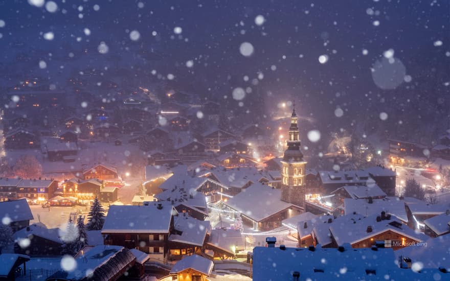 Snowfall in La Clusaz, The Alps, January 2018